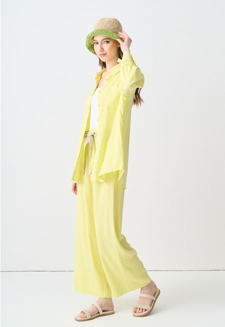 Wide Leg Belted Pleated Trouser