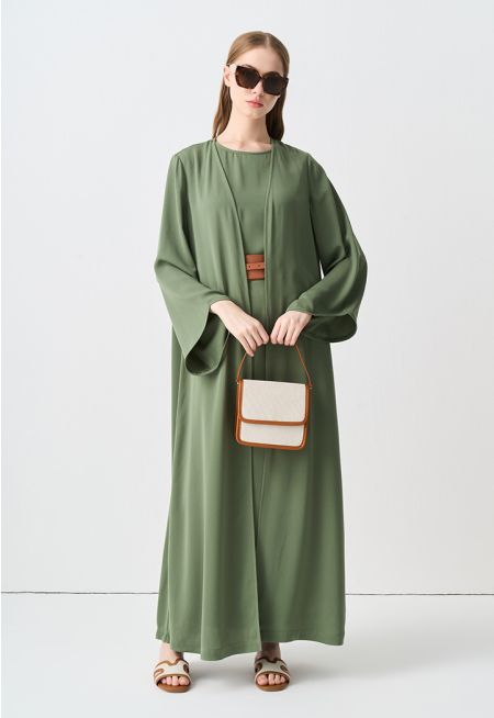 Open Front Single Tone Abaya