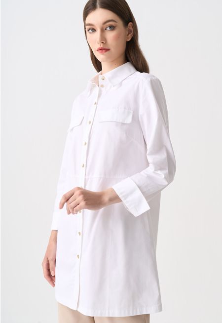 Single Tone Faux Pockets Shirt