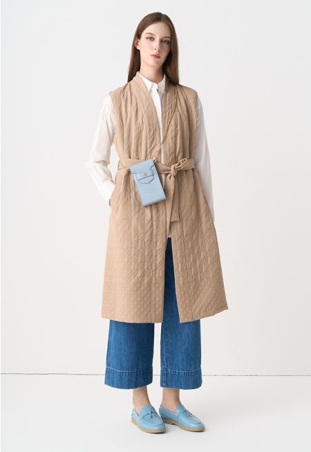 Quilted Belted Sleeveless Gilet