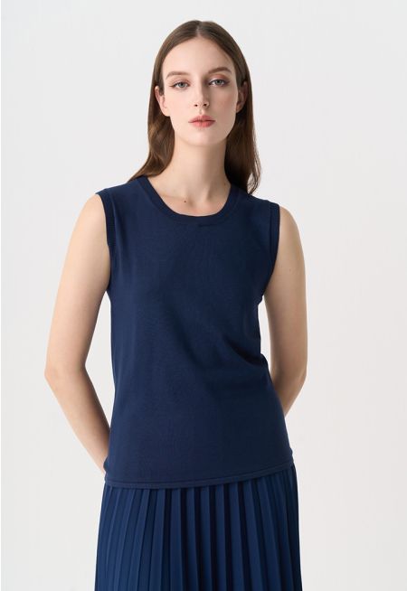 Solid Knitted Sleeveless Top