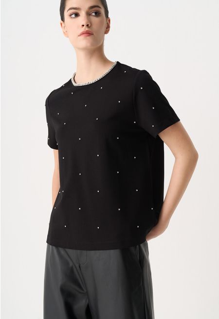 Rhinestone Embellished T-Shirt