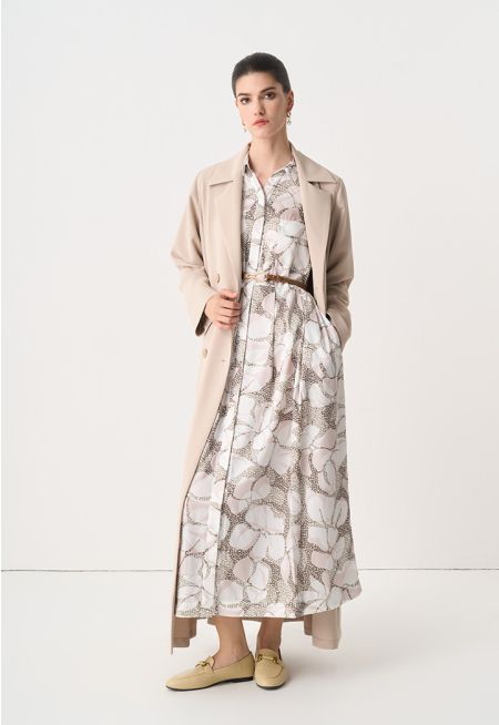 Solid Double Breasted Maxi Coat