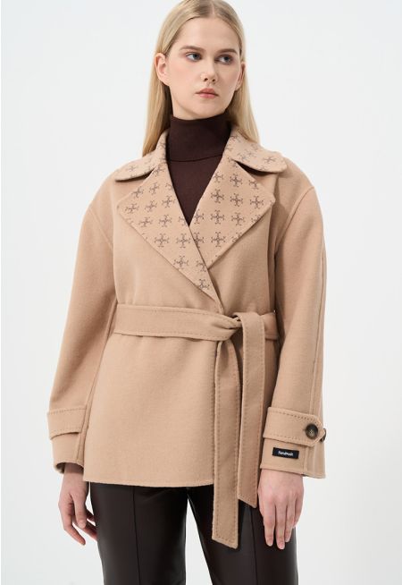 Double Breasted Notched Collar Coat