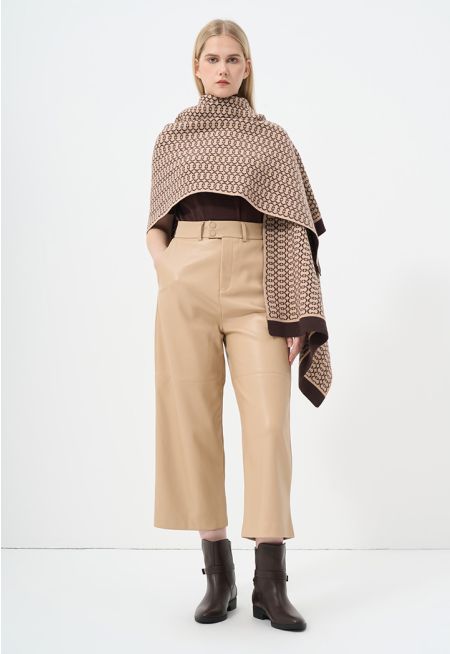 Solid Leather Wide Legs Trouser