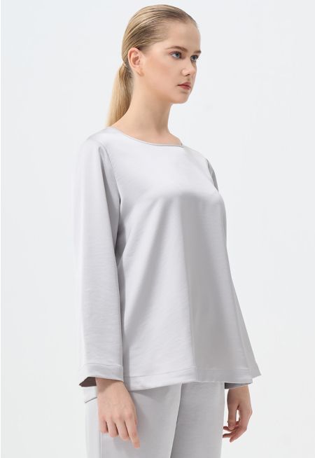 Solid Long Sleeve Blouse