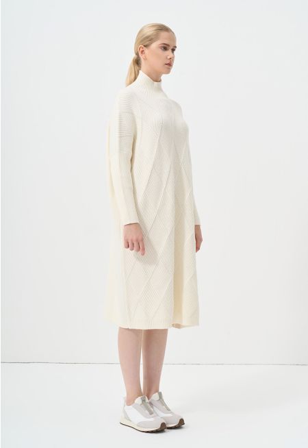 Solid Knitted Pattern Dress