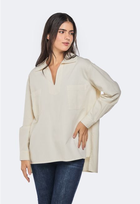 Solid High Low Blouse