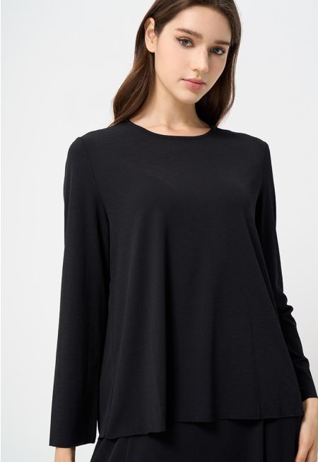 Knitted Solid Loose Blouse