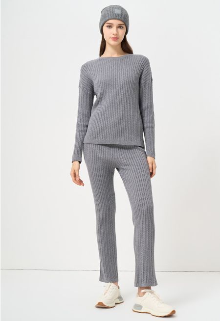 Knitted Ribbed High Waist Trouser