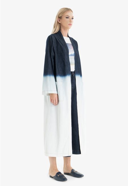 Denim Ombre Front Open Abaya