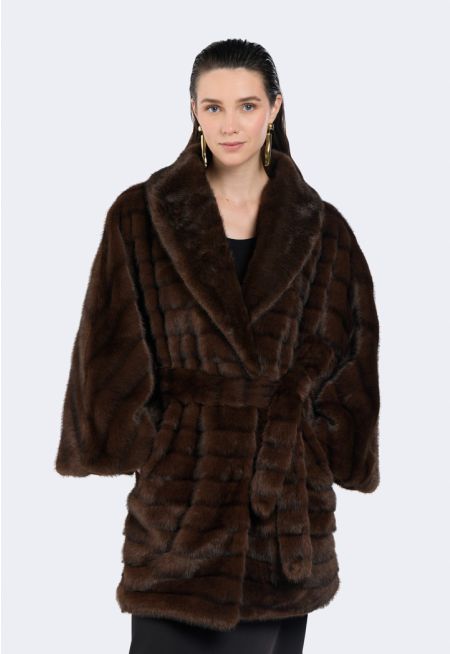 Striped Faux Fur Jacket