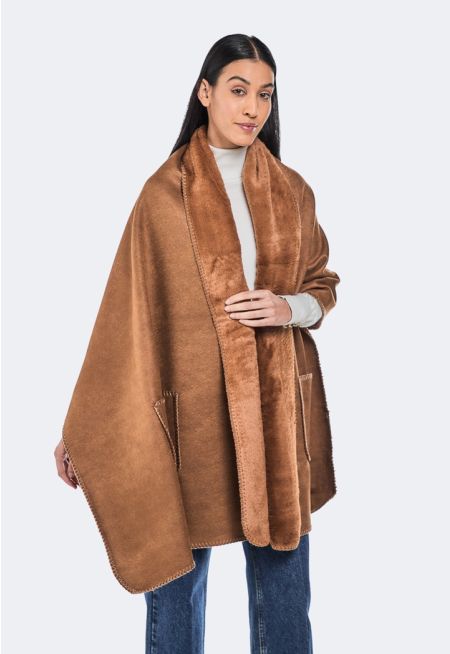 Suede Winter Poncho