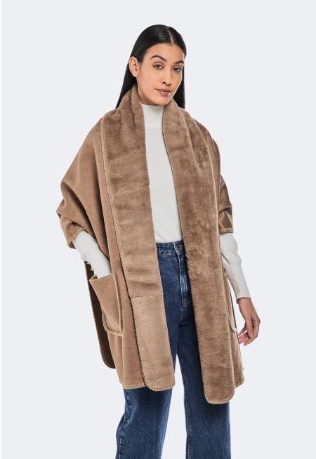 Suede Winter Poncho