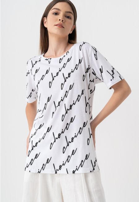 Basic Round Neck Logo Printed T-shirt