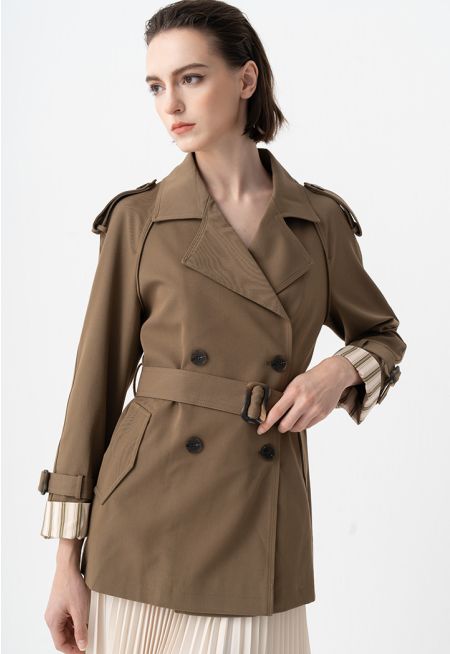 Double Breasted Belted Trench Coat