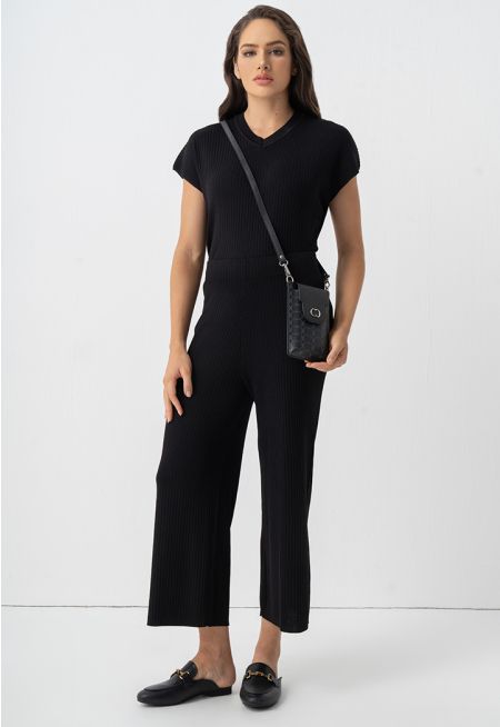 Knitted Solid Straight Leg Trouser