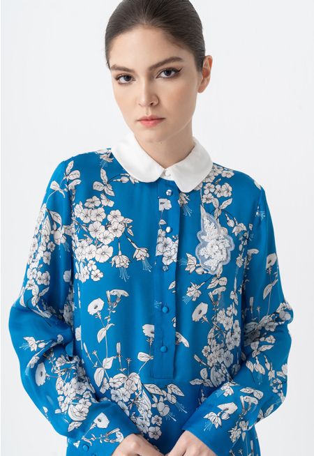 Embellished Crystal Peter Pan Collar Shirt