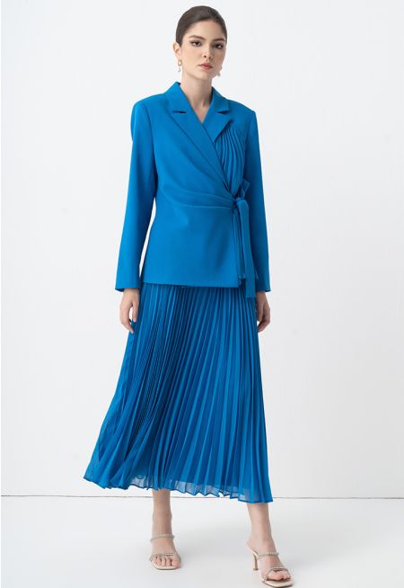 Solid Pleated Maxi Skirt