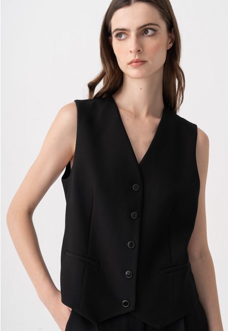 Single Breasted V-Neck Gilet