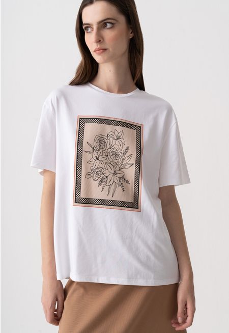 Printed Motif Round Neck T-shirt