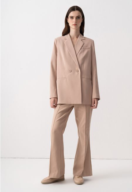 Flared Leg Mid Waist Trouser