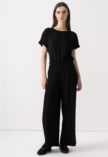 Pleated Wide Legs Solid Trouser