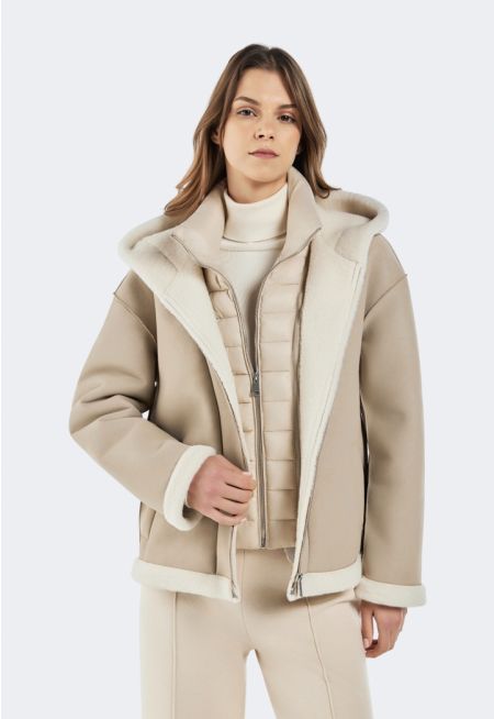 Faux Fur PU Leather Jacket 