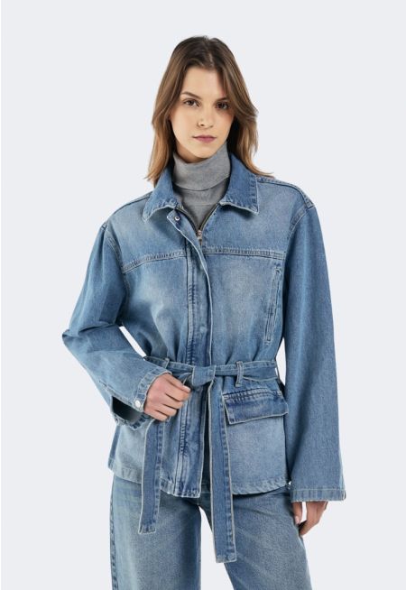 Zip-Up Denim Jacket