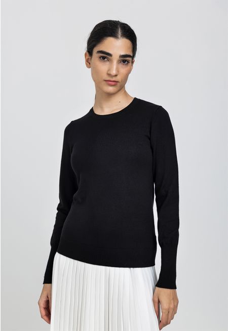 Solid Knitted Long Sleeve Top