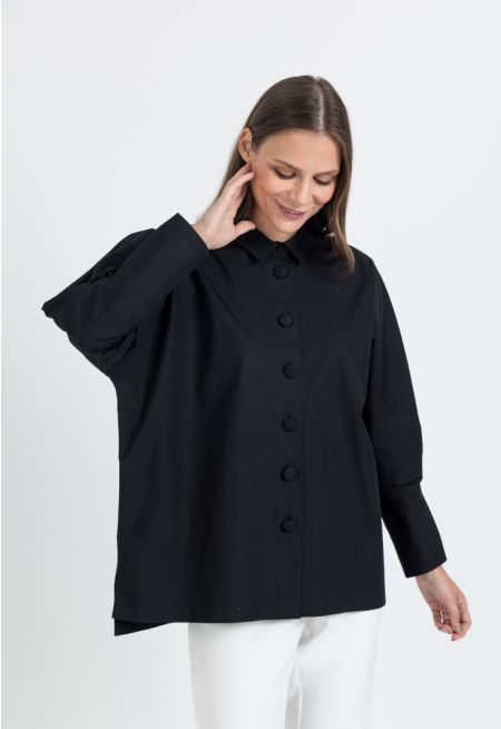 Solid Long Kimono Sleeve Shirt
