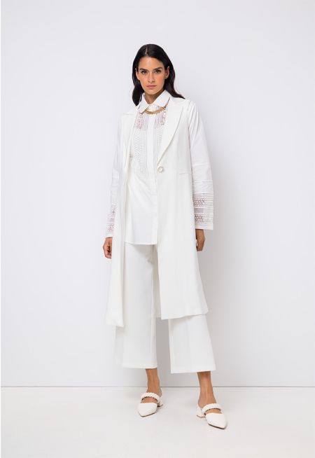 Notched Collar Solid Long Gilet