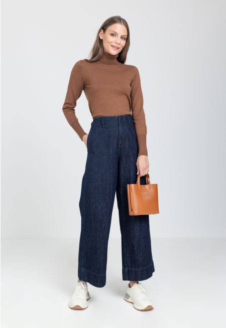 Wide Leg High Waist Denim Trouser