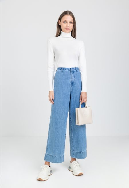 Wide Leg High Waist Denim Trouser