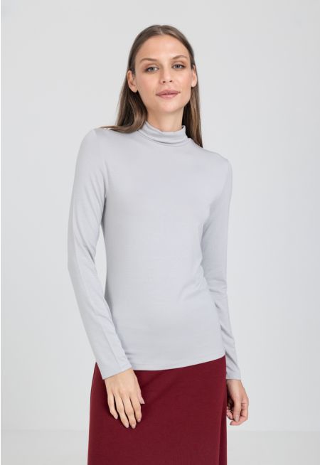 High Neck Long Sleeve Basic Top