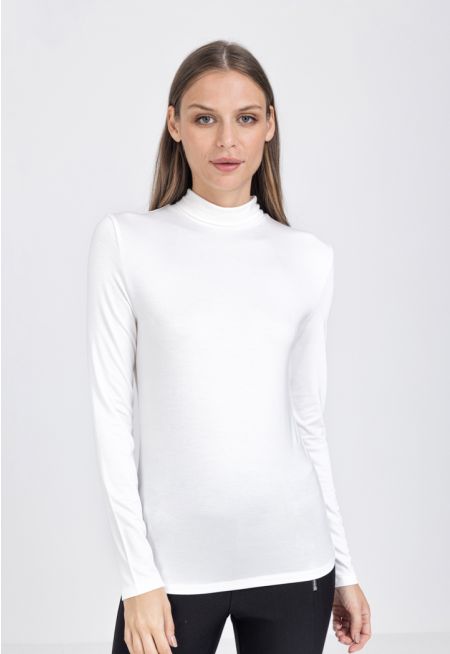 High Neck Long Sleeve Basic Top