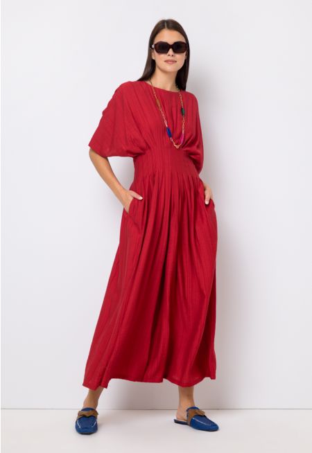 Striped Pleated Wide Leg Jumpsuit