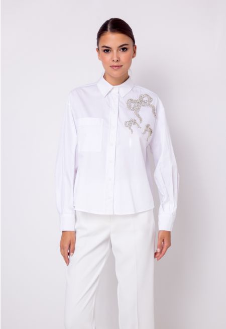Solid Crystal Embellished Shirt