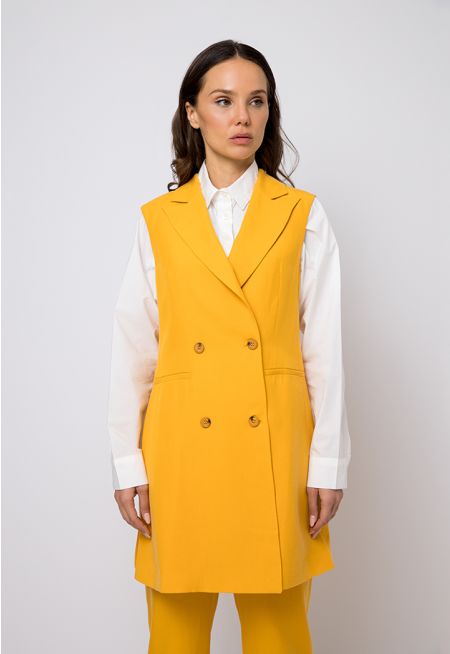 Notched Collar Double Breasted Vest