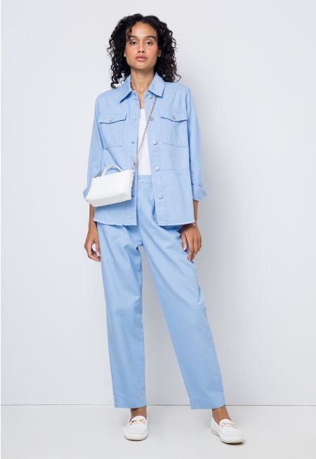 Pegged High Waist Pleated Denim Trouser