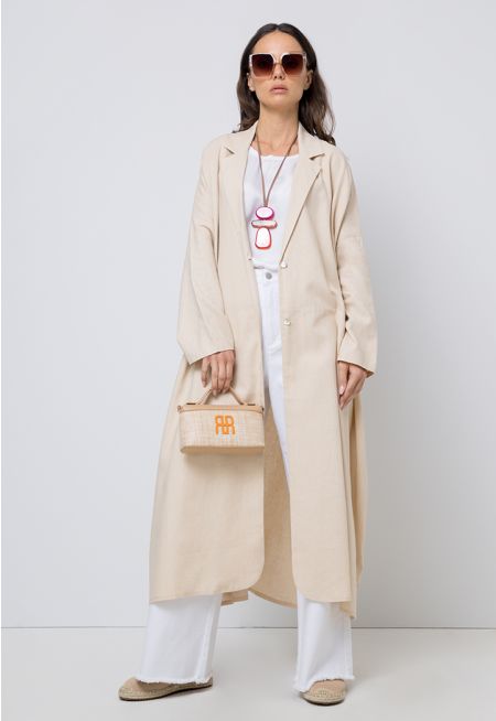 Notched Collar Oversized Drop Shoulder Jacket