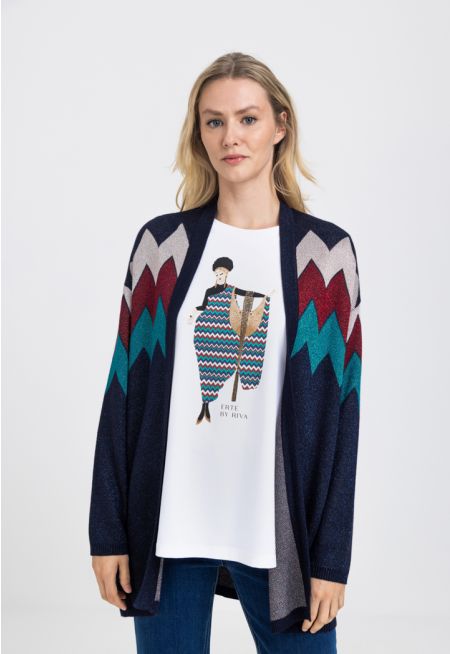 Knitted Lurex Multicolor Cardigan