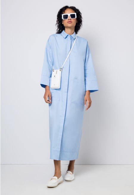 Drop Shoulder Loose Fit Shirt Dress