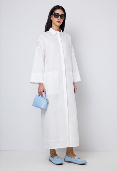 Drop Shoulder Loose Fit Shirt Dress