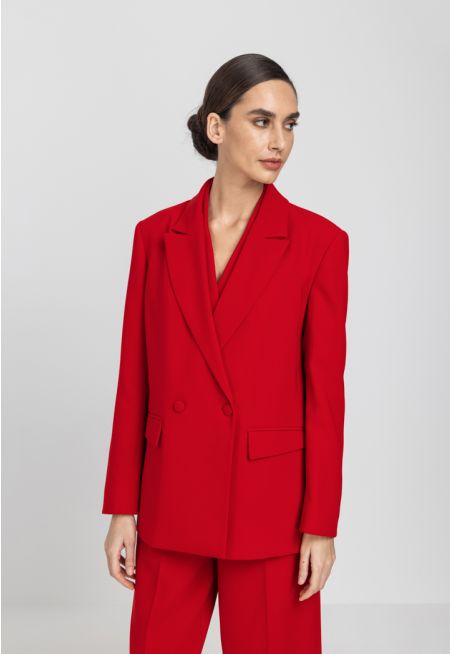 Notched Collar Double Breasted Blazer