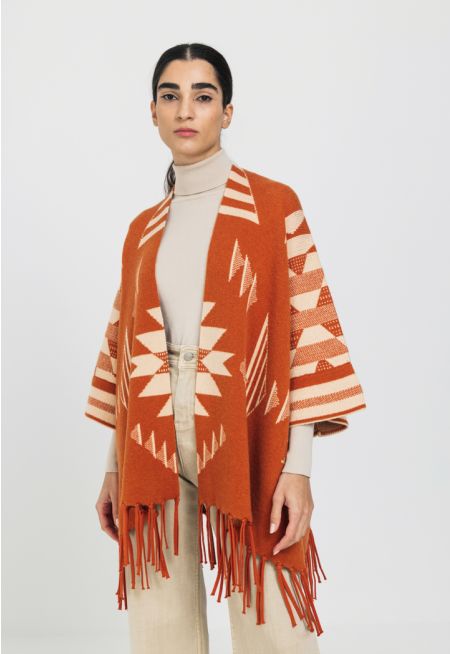 Vibrant Fringes Winter Poncho