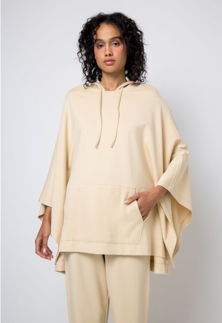 Oversized Hooded Solid Poncho