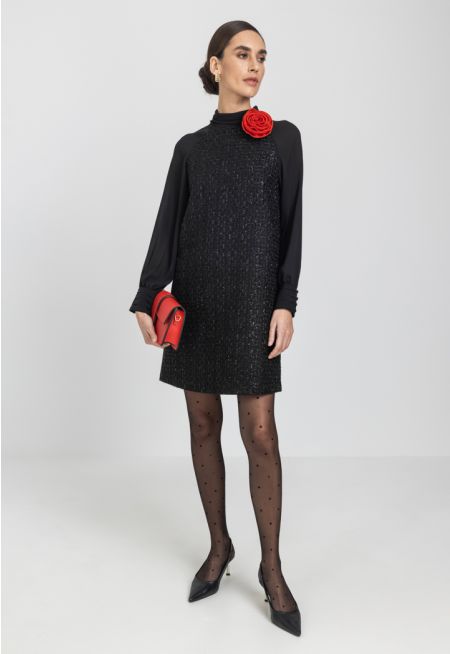 Tweed Lurex Long Sleeve Dress