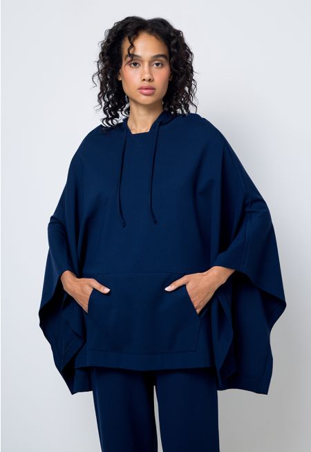 Oversized Hooded Solid Poncho