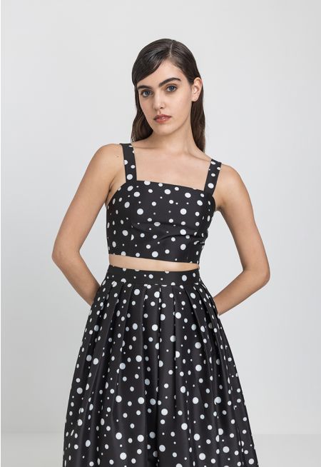 Polka Dot Sleeveless Cropped Top